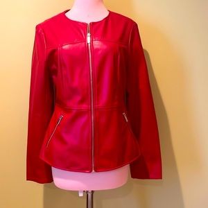 Red faux leather Zara jackets